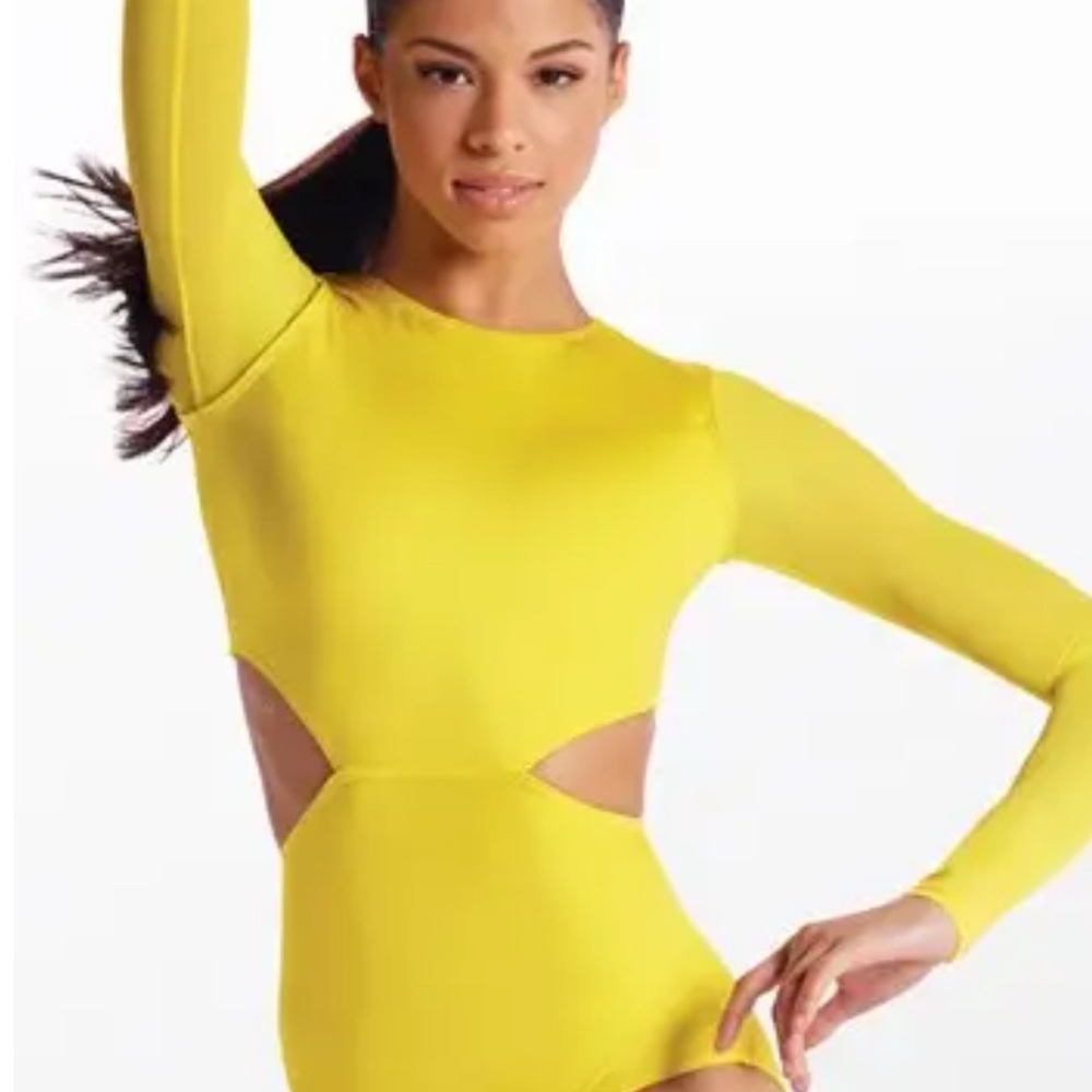 Weissman luster side cutout leotard
